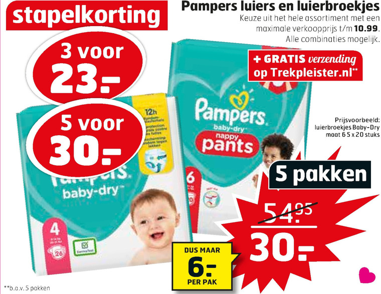 Pampers   luierbroekjes, luiers folder aanbieding bij  Trekpleister - details