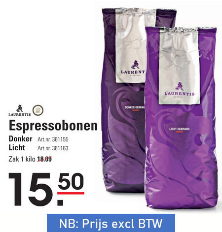 Laurentis   koffiebonen folder aanbieding bij  Sligro - details