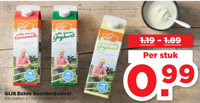 Gijs   karnemelk, yoghurt folder aanbieding bij  Plus - details