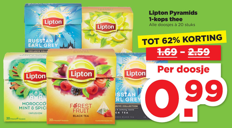 Lipton   thee folder aanbieding bij  Plus - details