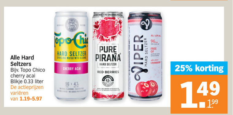 Pure Pirana   hard seltzer folder aanbieding bij  Albert Heijn - details