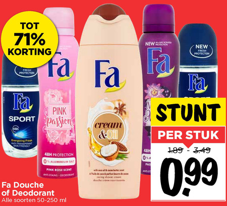 Fa   douchegel, deodorant folder aanbieding bij  Vomar - details