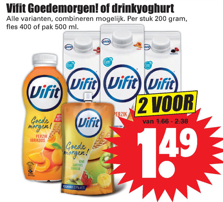 Vifit   drinkyoghurt folder aanbieding bij  Dirk - details