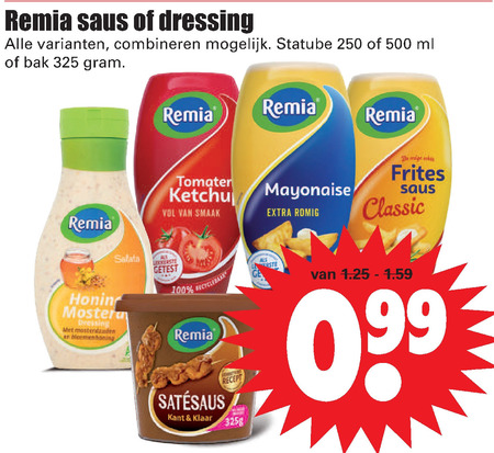 Remia   mayonaise, satesaus folder aanbieding bij  Dirk - details