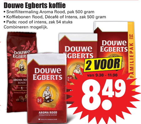 Douwe Egberts   koffie, koffiebonen folder aanbieding bij  Dirk - details