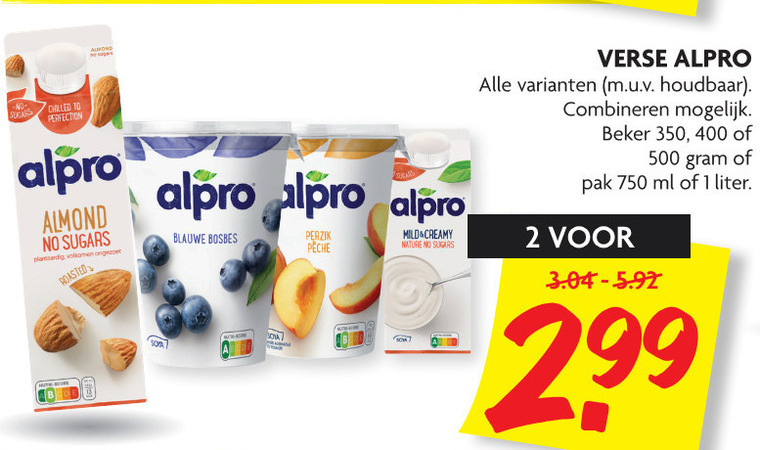 Alpro   soja melk, soja zuivel folder aanbieding bij  Dekamarkt - details