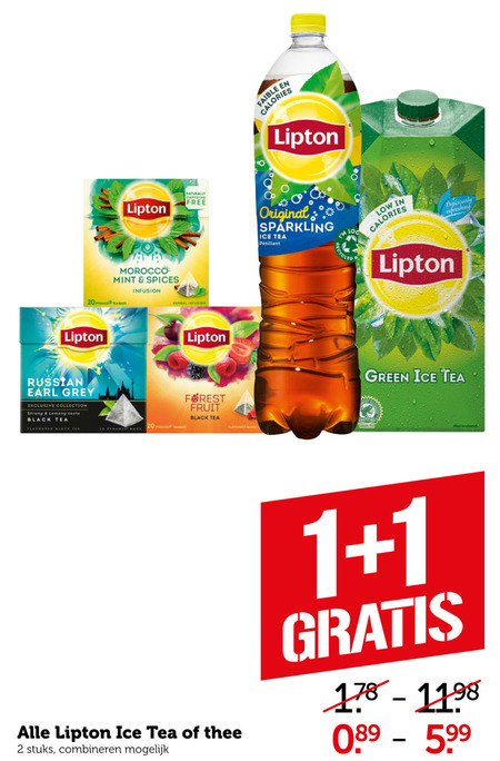 Lipton   thee, ice tea folder aanbieding bij  Coop - details