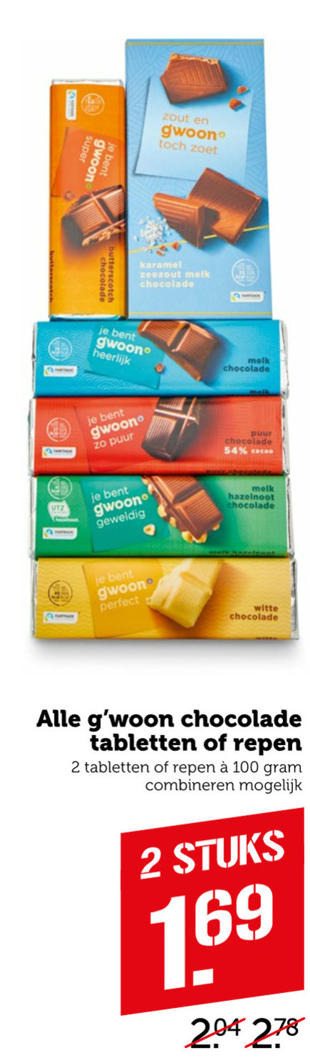 Gwoon   chocolade folder aanbieding bij  Coop - details