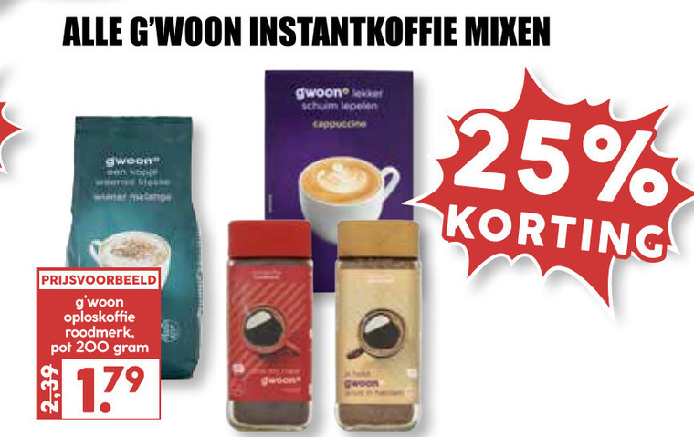 Gwoon   oploskoffie folder aanbieding bij  MCD Supermarkt Basis - details