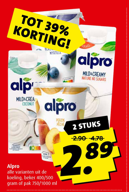 Alpro   soja melk, soja zuivel folder aanbieding bij  Boni - details