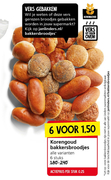 Korengoud   broodjes folder aanbieding bij  Jan Linders - details