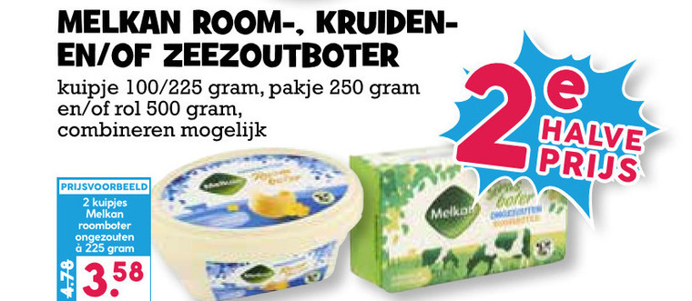 Melkan   roomboter, kruidenboter folder aanbieding bij  Boons Markt - details