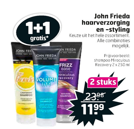 John Frieda   haarverzorging, conditioner folder aanbieding bij  Trekpleister - details