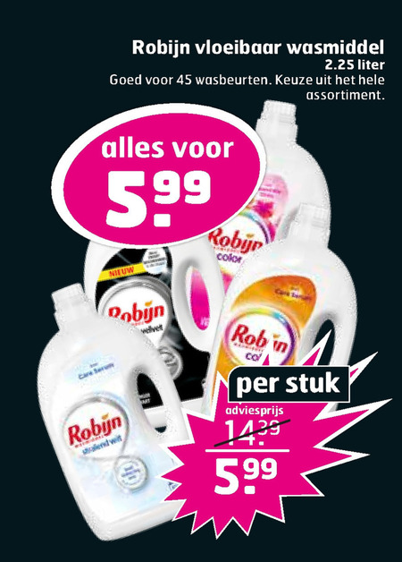 Robijn   wasmiddel folder aanbieding bij  Trekpleister - details