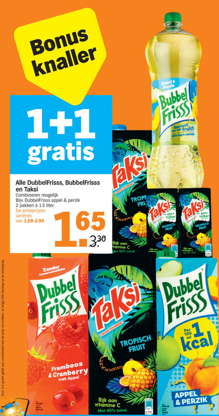 Dubbelfrisss   fruitdrank folder aanbieding bij  Albert Heijn - details