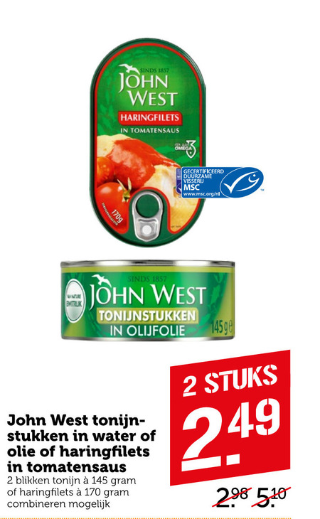 John West   tonijn in blik, haring folder aanbieding bij  Coop - details