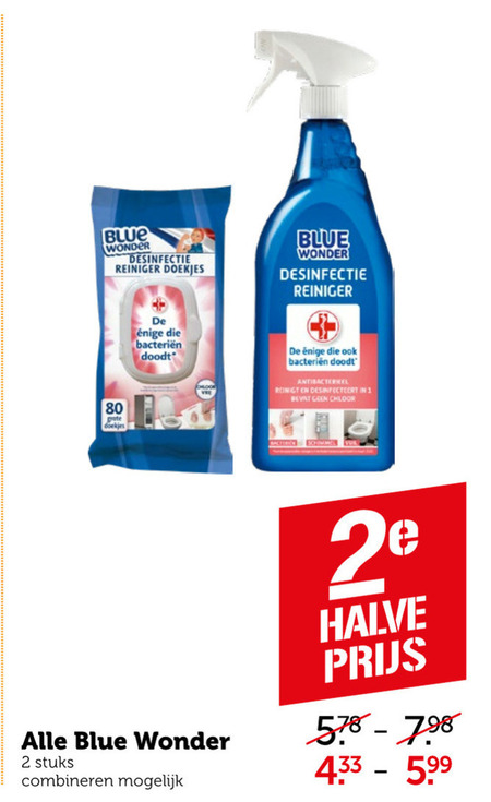 Blue Wonder   allesreiniger, vochtige schoonmaakdoekjes folder aanbieding bij  Coop - details