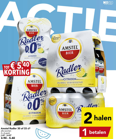 Amstel   radler bier folder aanbieding bij  Deen - details