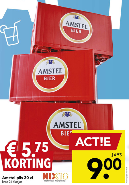 Amstel   krat bier folder aanbieding bij  Deen - details