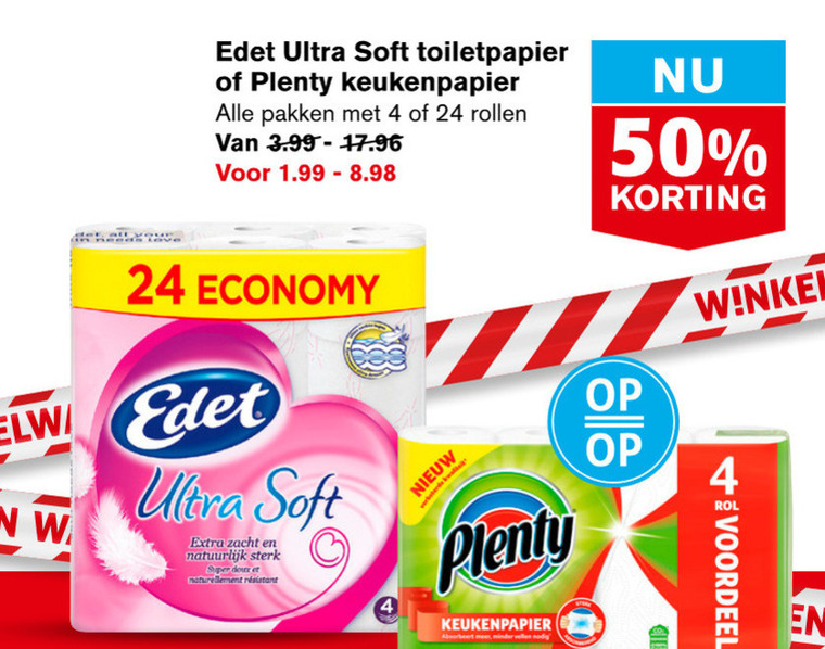 Plenty   keukenpapier, toiletpapier folder aanbieding bij  Hoogvliet - details