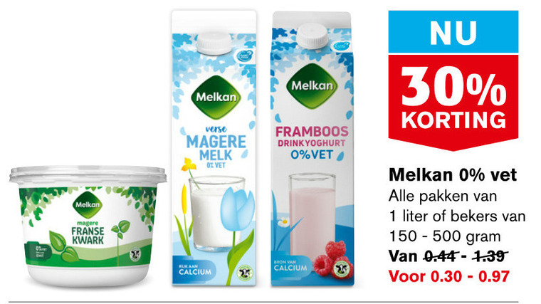 Melkan   melk, yoghurt folder aanbieding bij  Hoogvliet - details