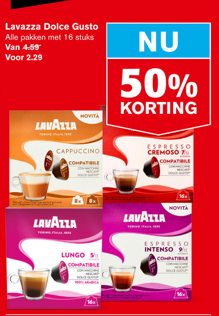 Lavazza   dolce gusto capsules folder aanbieding bij  Hoogvliet - details