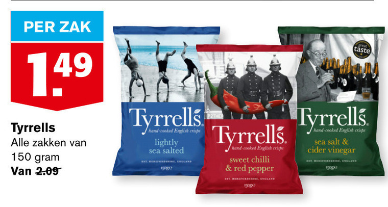 Tyrells   chips folder aanbieding bij  Hoogvliet - details