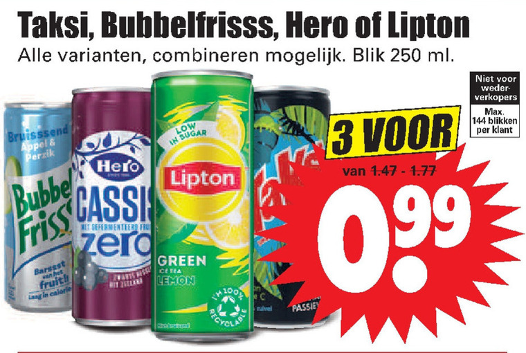 Bubbelfrisss   ice tea, fruitdrank folder aanbieding bij  Dirk - details