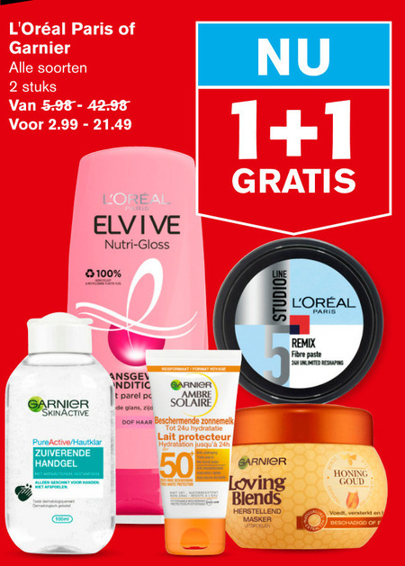 Elvive   shampoo, conditioner folder aanbieding bij  Hoogvliet - details