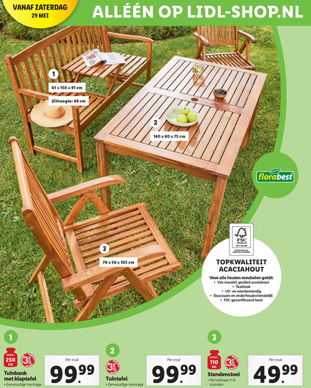 Florabest   tuin standenstoel, tuintafel folder aanbieding bij  Lidl - details