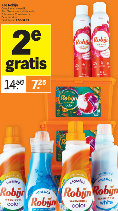 Robijn   wasverzachter, wasmiddel folder aanbieding bij  Albert Heijn - details