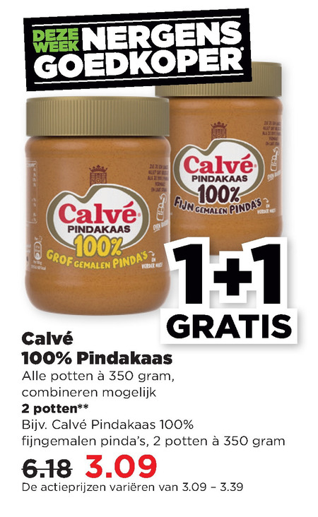 Calve   pindakaas folder aanbieding bij  Plus - details