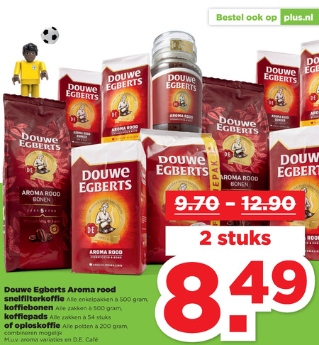 Douwe Egberts   koffiebonen, oploskoffie folder aanbieding bij  Plus - details