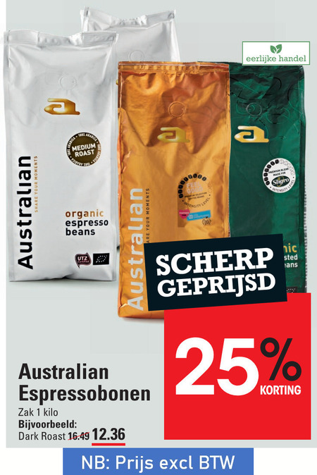 Australian   koffiebonen folder aanbieding bij  Sligro - details