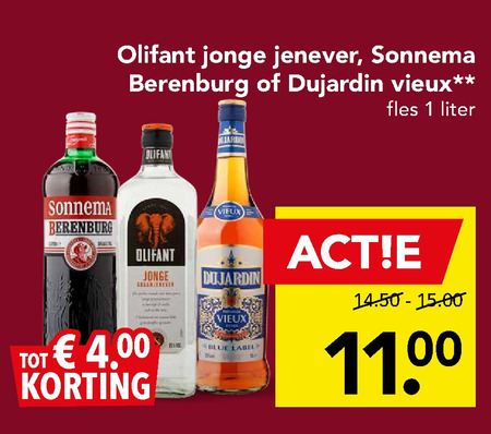 Dujardin   berenburg, jenever folder aanbieding bij  Deen - details