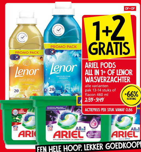 Lenor   wasmiddel, wasverzachter folder aanbieding bij  Jan Linders - details