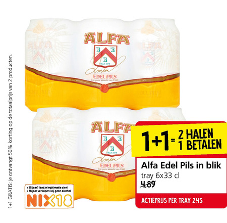 Alfa   blikje bier folder aanbieding bij  Jan Linders - details