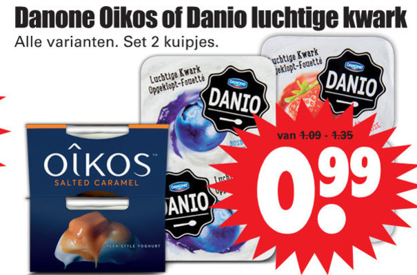 Danone Oikos   kwark, vruchtenyoghurt folder aanbieding bij  Dirk - details