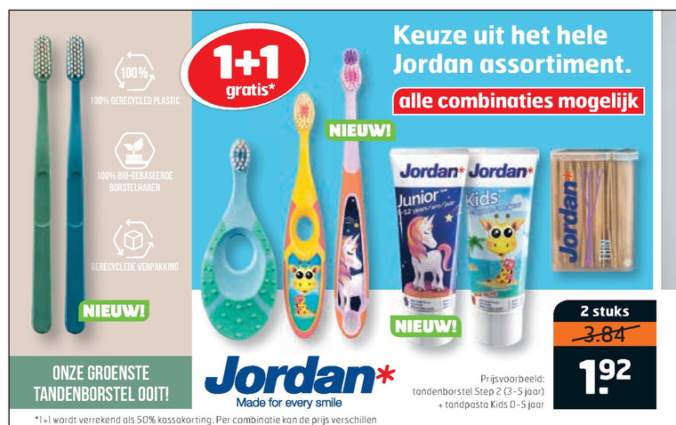 Jordan   tandenborstel, kindertandenborstel folder aanbieding bij  Trekpleister - details