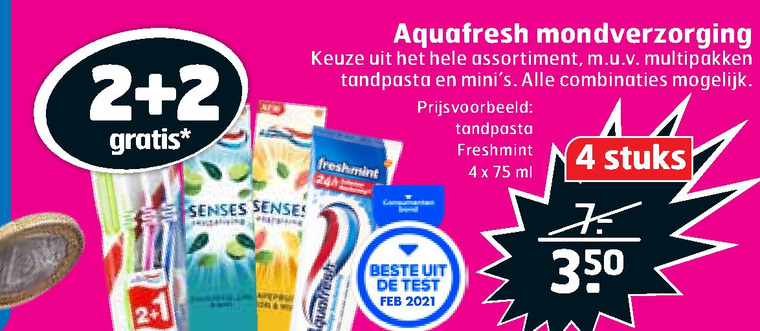 Aquafresh   tandenborstel, tandpasta folder aanbieding bij  Trekpleister - details