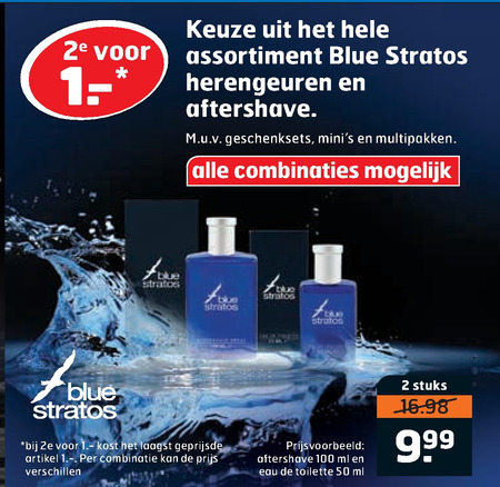 Blue Stratos   eau de toilette, aftershave folder aanbieding bij  Trekpleister - details