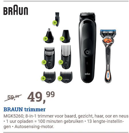 Bij elkaar passen kalender Winst Braun baardtrimmer folder aanbieding bij BCC - details