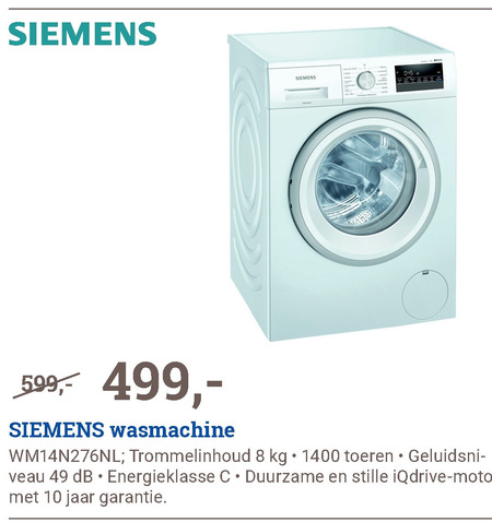 Siemens   wasmachine folder aanbieding bij  BCC - details