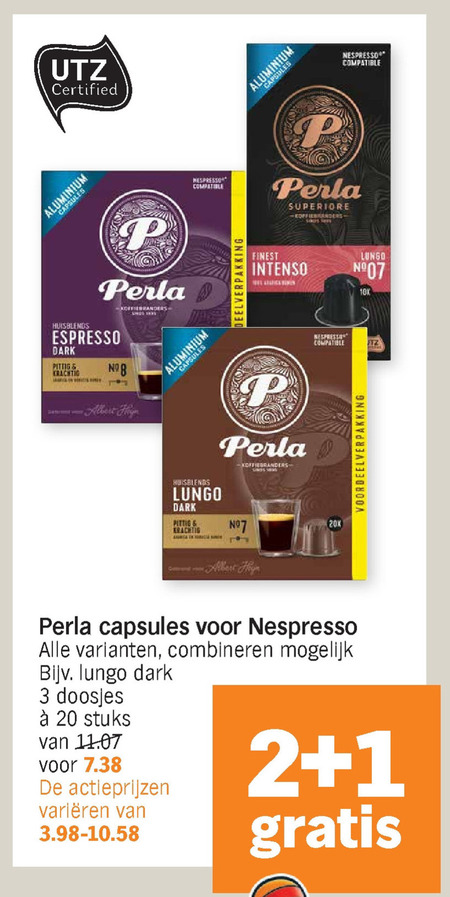 Perla   koffiecups folder aanbieding bij  Albert Heijn - details