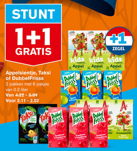 Dubbelfrisss   fruitdrank folder aanbieding bij  Hoogvliet - details