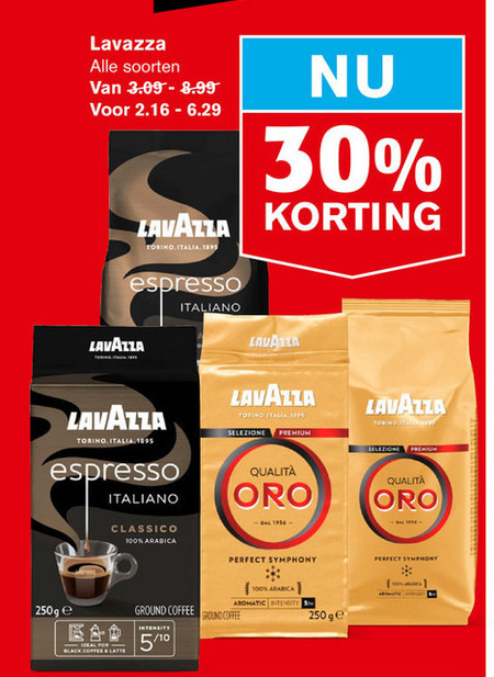 Lavazza   koffiebonen, koffie folder aanbieding bij  Hoogvliet - details