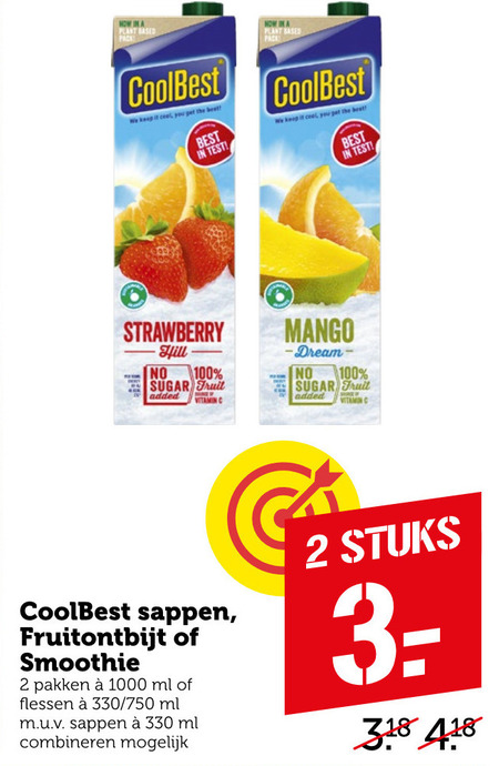 Coolbest   fruitsmoothie, vruchtensap folder aanbieding bij  Coop - details