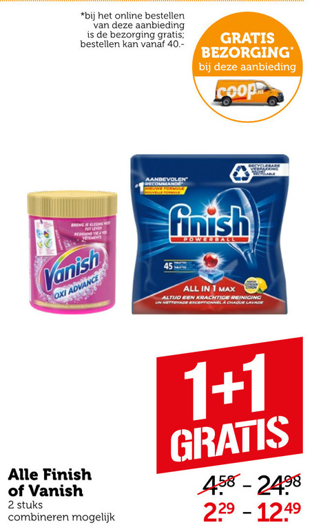 Finish   vlekkenverwijderaar, vaatwasmiddel folder aanbieding bij  Coop - details