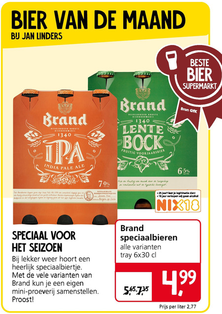 Brand   lentebokbier, speciaalbier folder aanbieding bij  Jan Linders - details