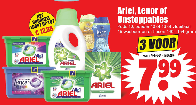 Ariel   wasmiddel folder aanbieding bij  Dirk - details